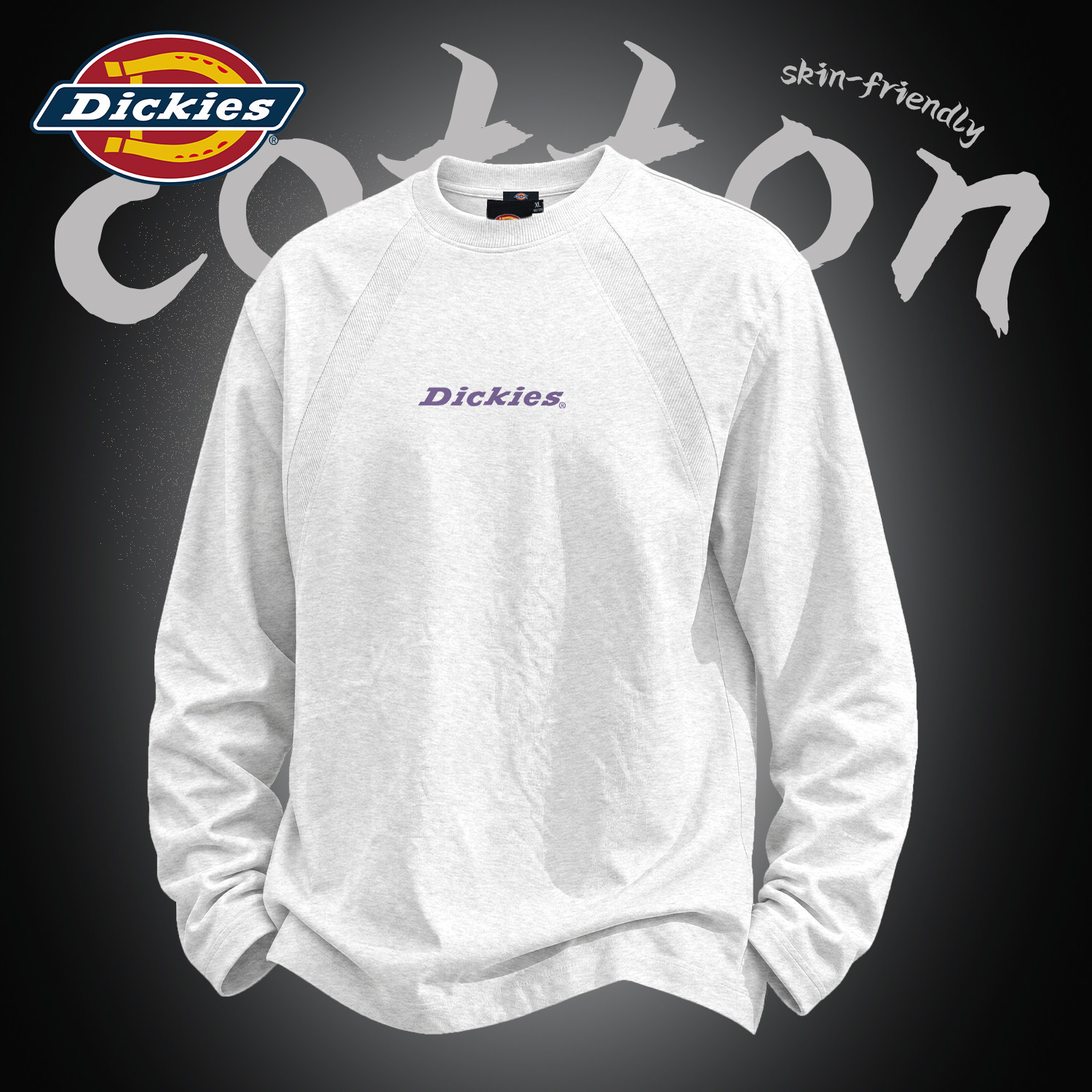 Dickies美式圆领长袖T恤男2026秋季新款宽松舒适大码休闲百搭上衣