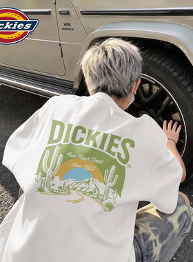 Dickies白色纯棉短袖T恤男青少年美式街头风印花上衣夏季新款半袖
