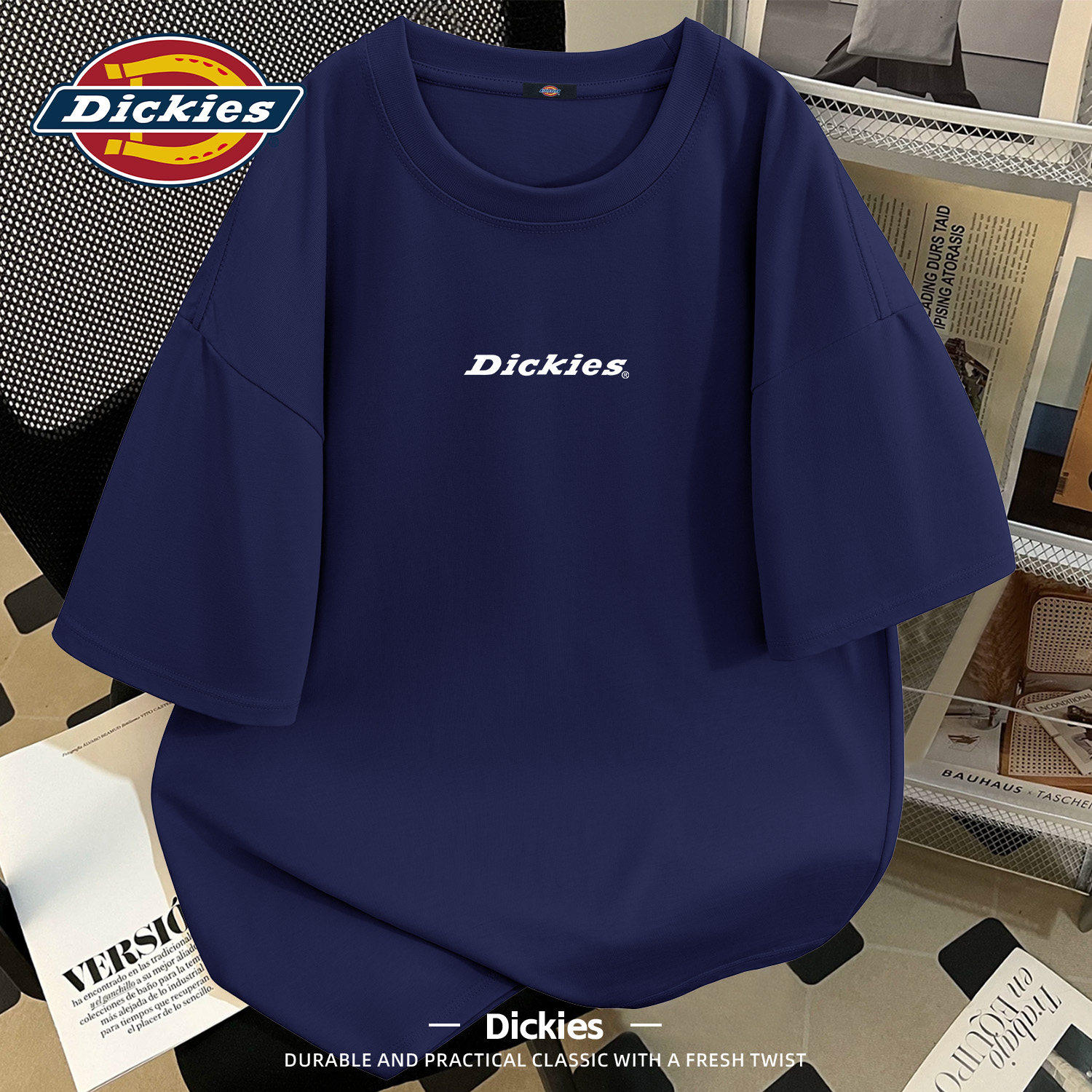 Dickies纯棉短袖T恤男款圆领重磅夏装上衣男青少年潮流半袖衣服男