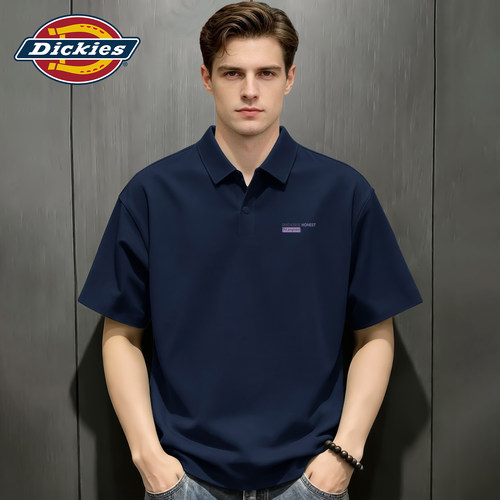 Dickies冰丝POLO衫男夏轻薄高级感潮流印花短袖翻领凉感速干上衣