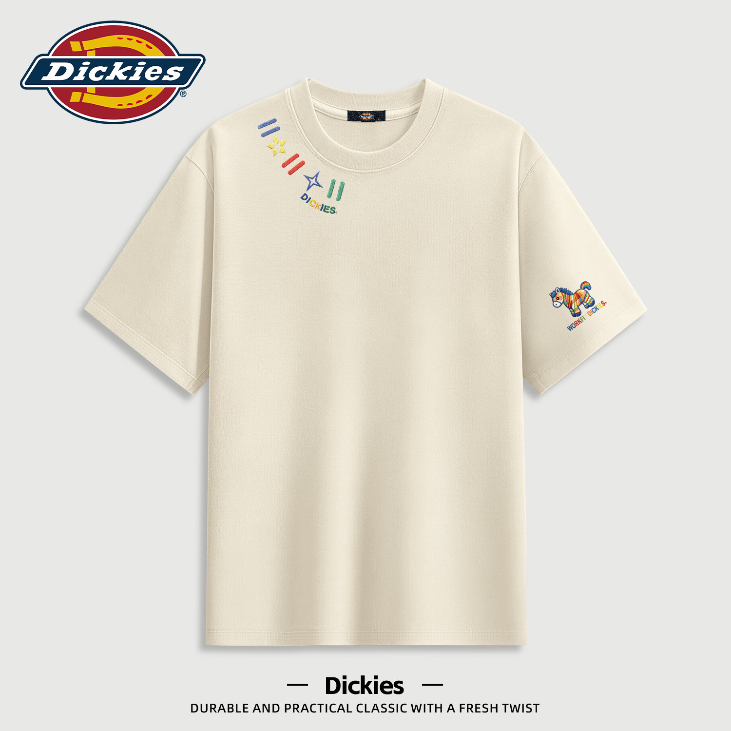 Dickies短袖T恤男款重磅宽松圆领上衣2026夏季新款半袖印花衣服男