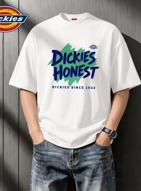 Dickies短袖T恤男款纯棉宽松白色圆领印花上衣2026夏季新款半袖男