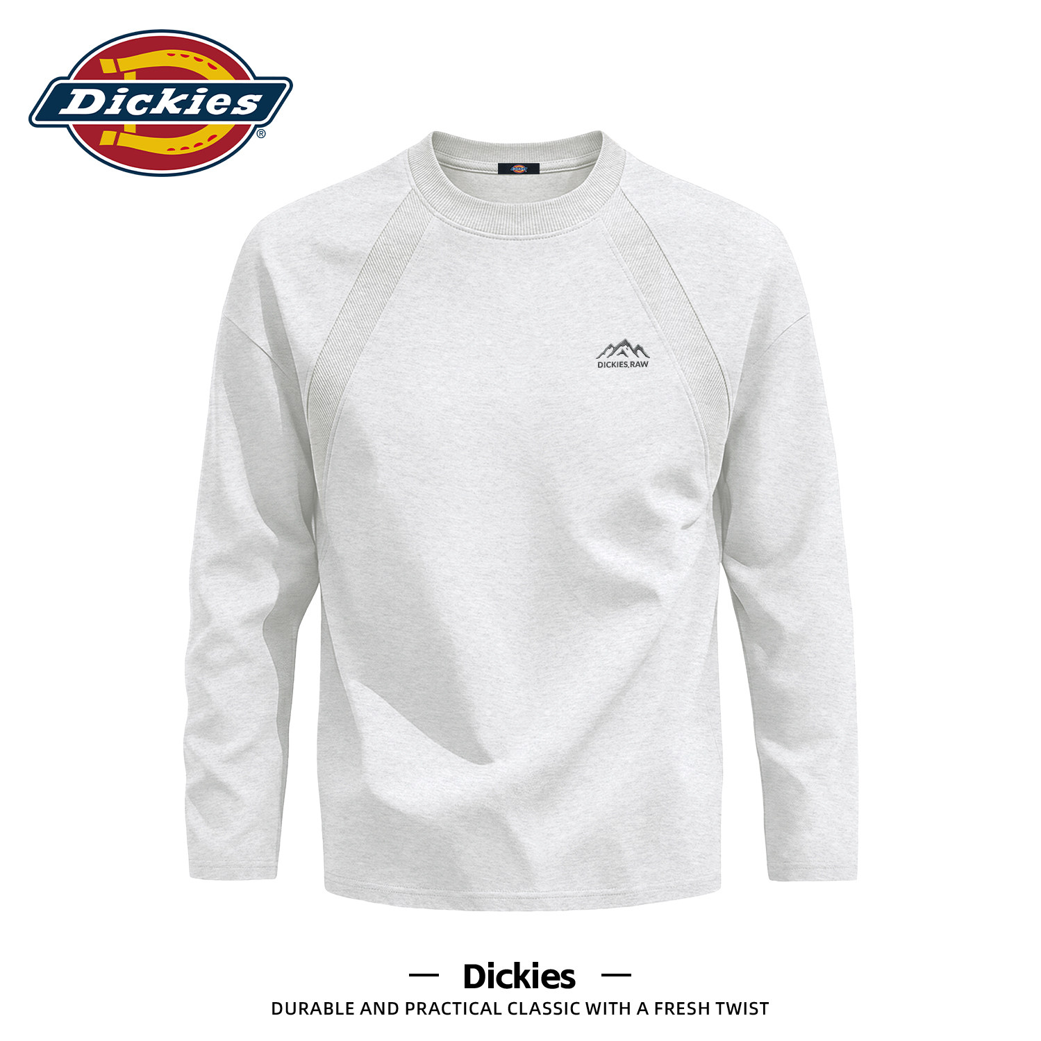 Dickies灰色插肩长袖T恤男生2026秋季新款上衣宽松百搭休闲男衣服