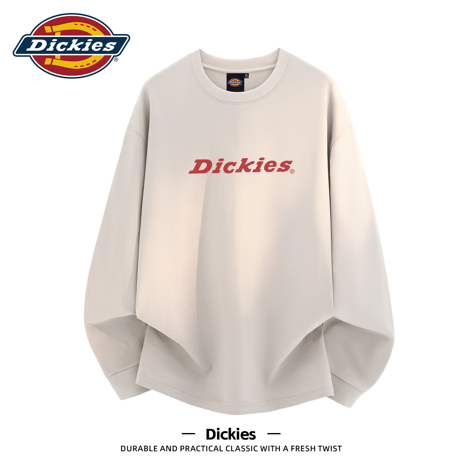 Dickies长袖T恤男款重磅宽松圆领男士打底衫字母印花男生运动上衣
