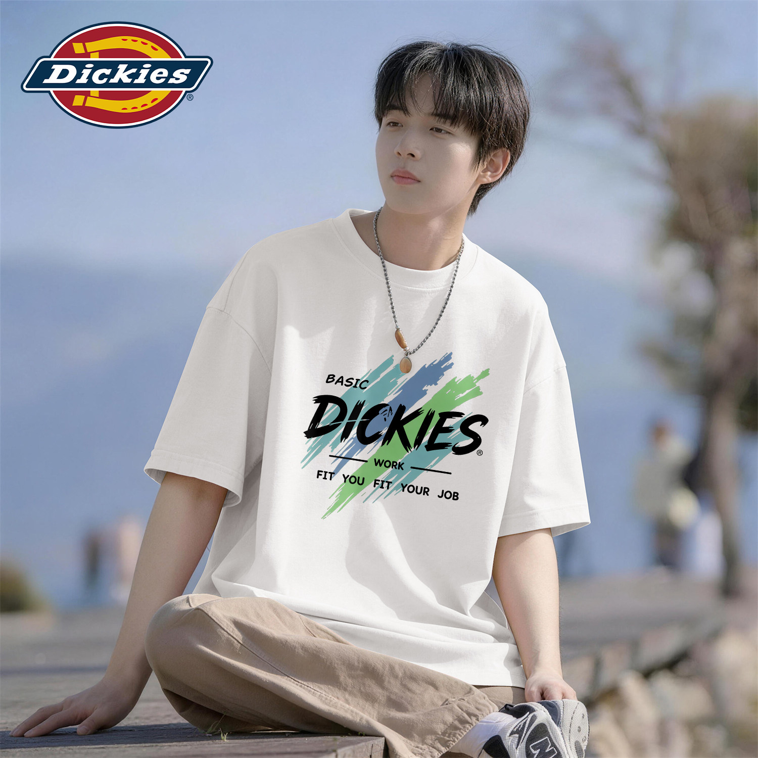 Dickies短袖T恤男白色2026夏季新款纯棉吸汗上衣宽松男士半袖衣服