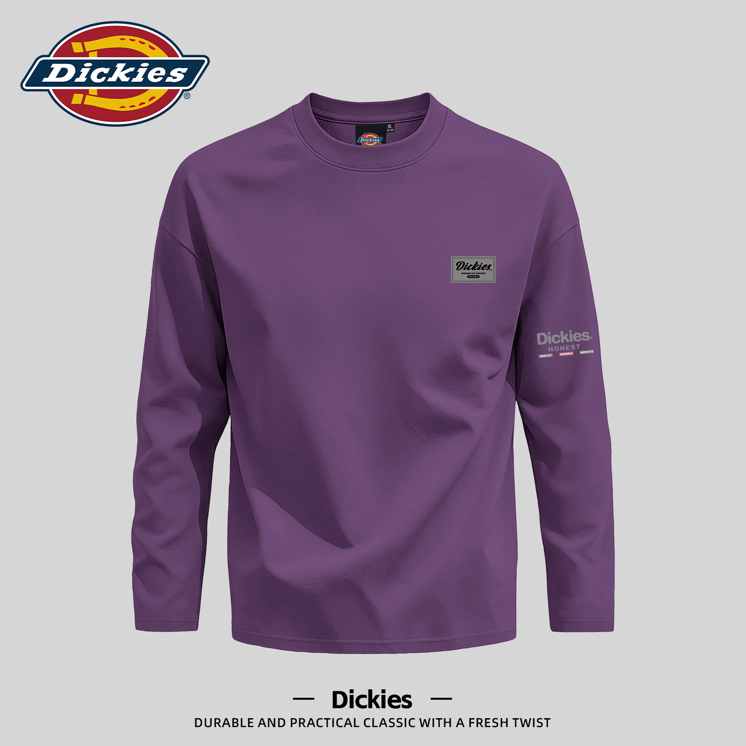 Dickies美式纯棉长袖T恤男早秋休闲风潮牌印花宽松舒适圆领打底衫