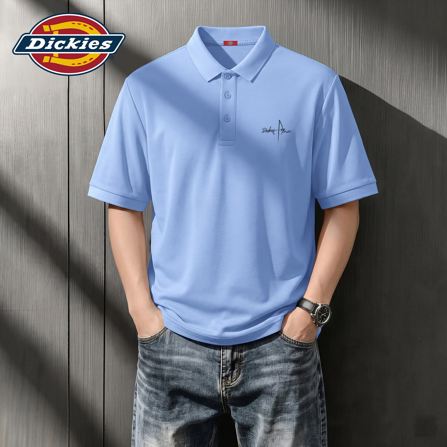 Dickies珠地POLO衫男士翻领上衣父亲节礼物青少年男夏季短袖t恤潮