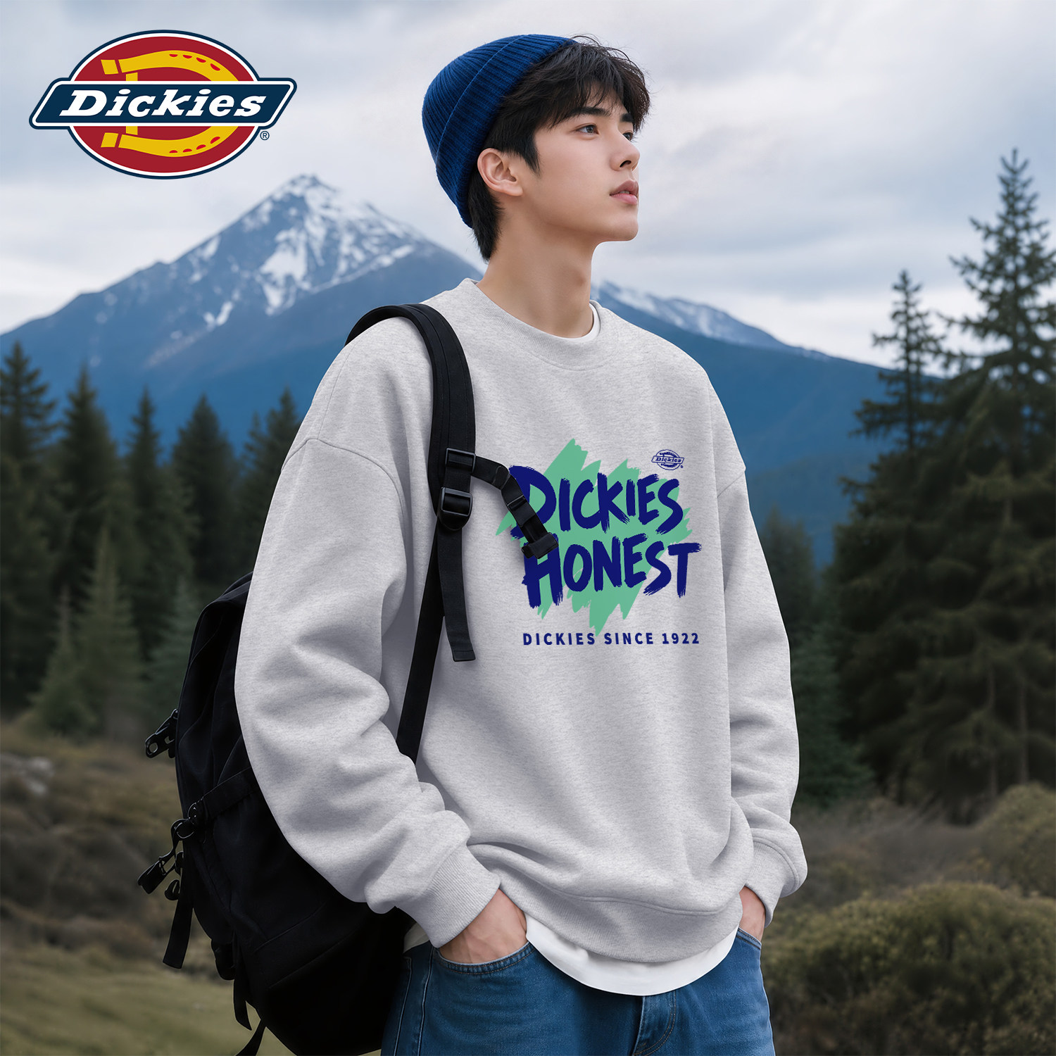 Dickies灰色卫衣男款秋季新款男士潮流长袖上衣美式重磅男生衣服