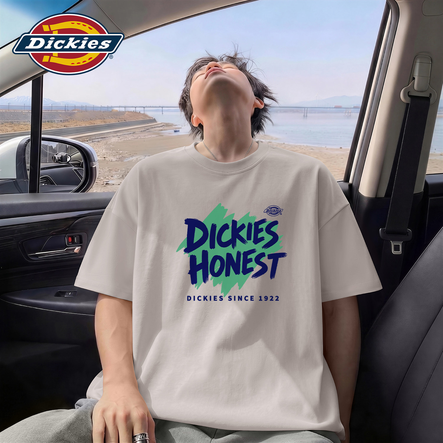 Dickies男士夏装短袖t恤宽松大码青少年夏季上衣纯棉重磅圆领半袖