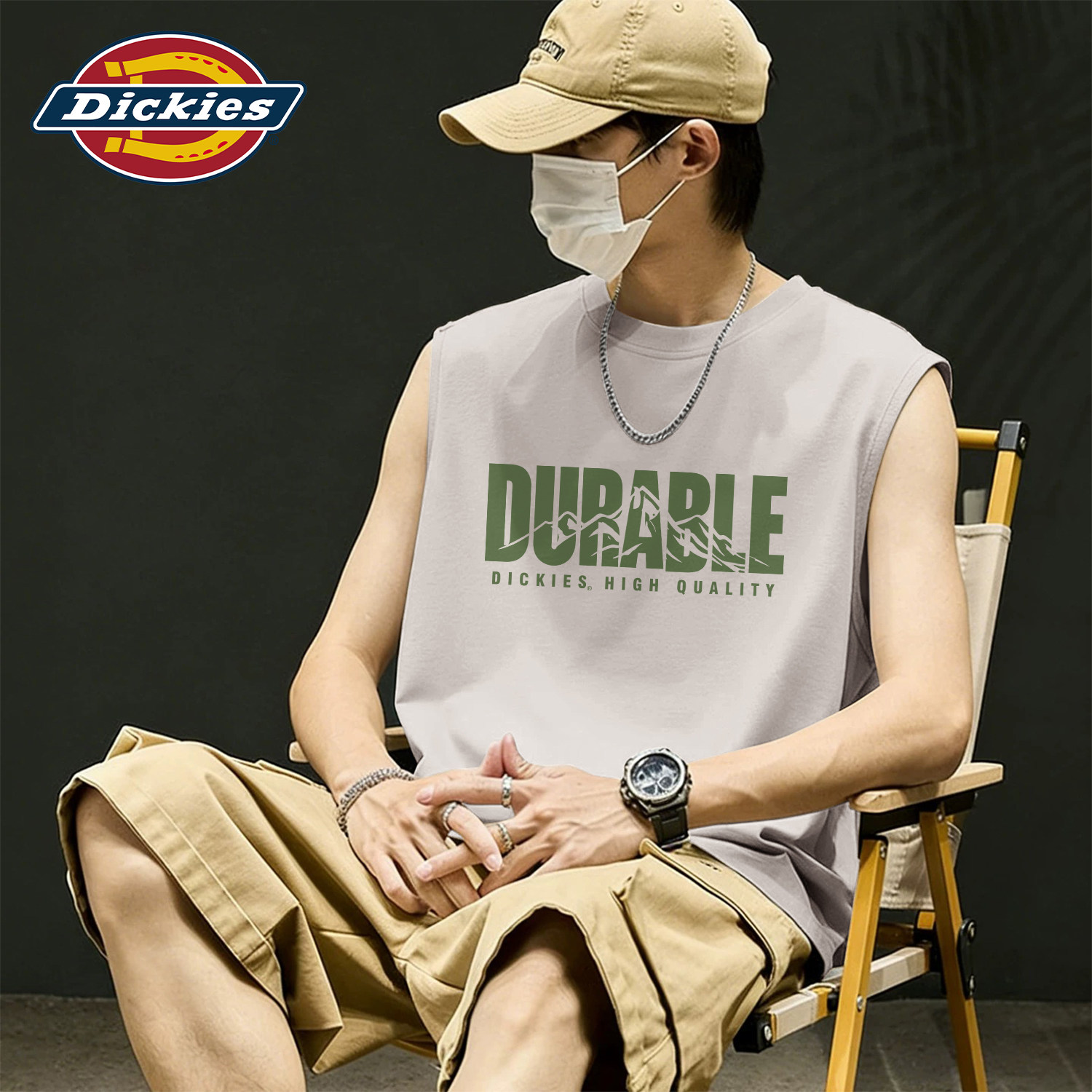Dickies美式纯棉背心男夏宽松透气无袖上衣圆领印花潮流百搭坎肩