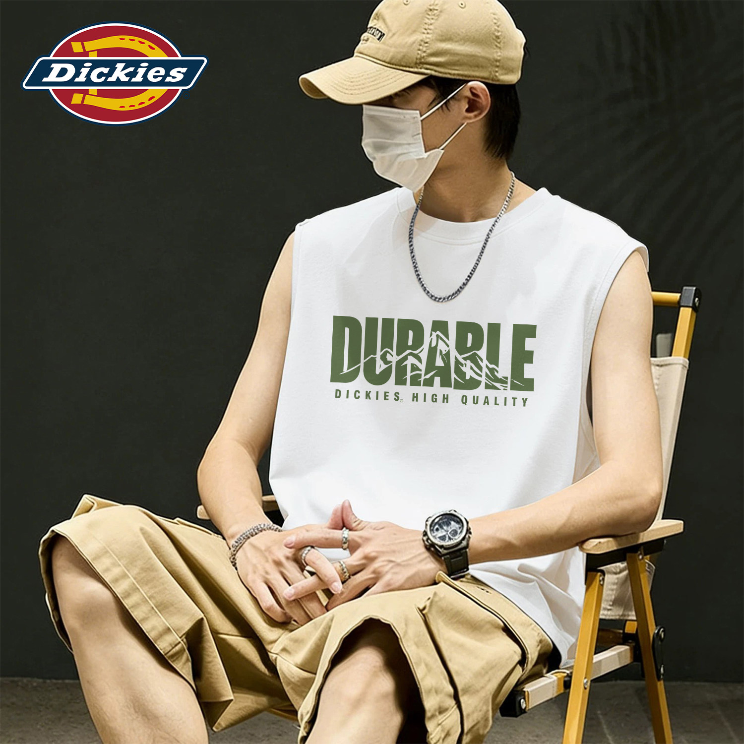Dickies潮流印花背心男夏宽松透气纯棉无袖运动上衣休闲百搭坎肩