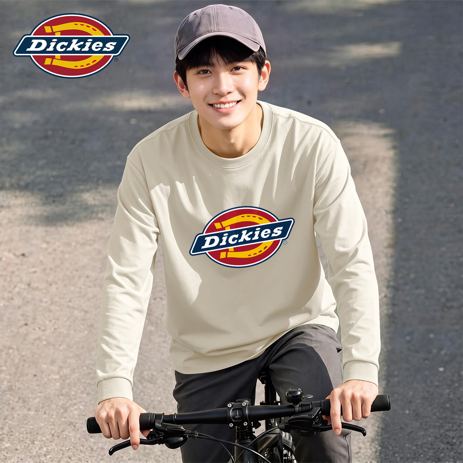 Dickies美式经典印花长袖T恤男青少年春秋打底衫宽松套头上衣服男