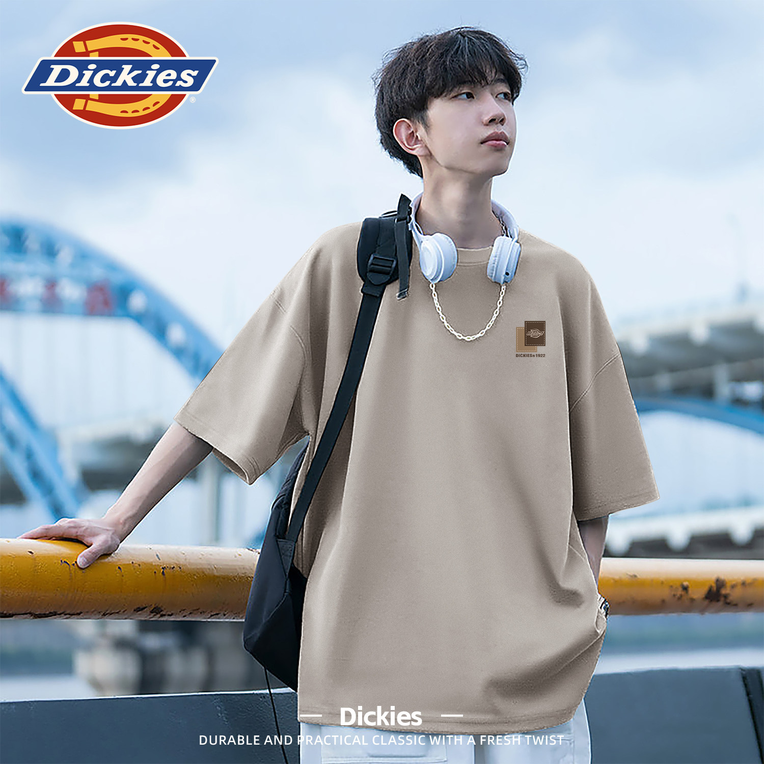 Dickies纯棉大码短袖t恤男款重磅美式简约印花上衣休闲宽松衣服男