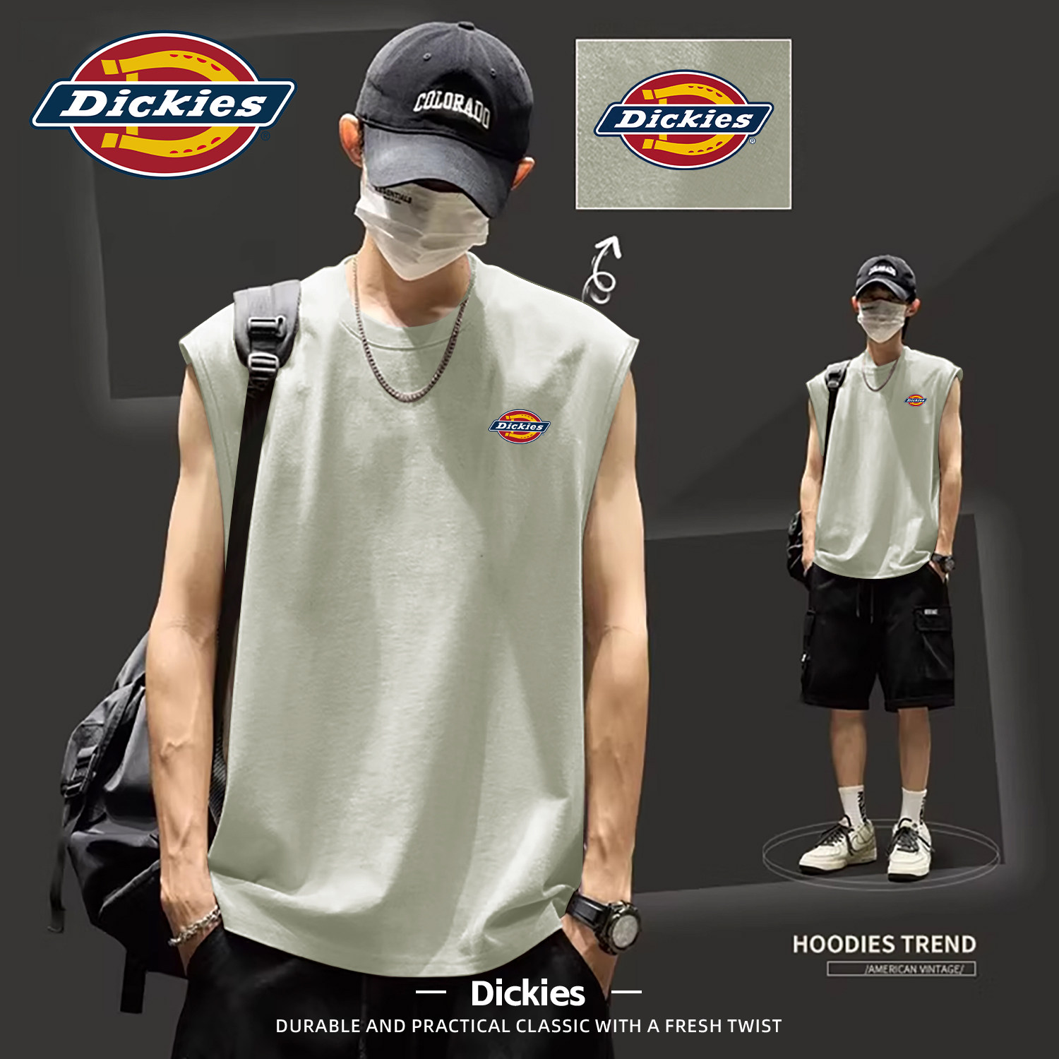 Dickies纯棉背心男2026夏季新款宽松无袖上衣潮牌男士健身运动服T