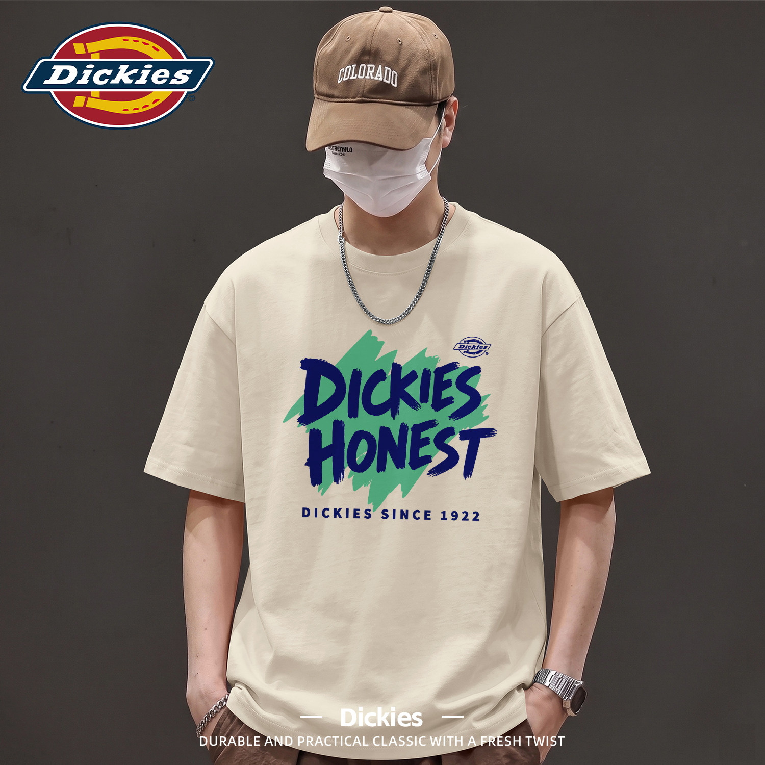 Dickies男士短袖T恤青少年夏季宽松圆领印花潮流休闲百搭纯棉上衣