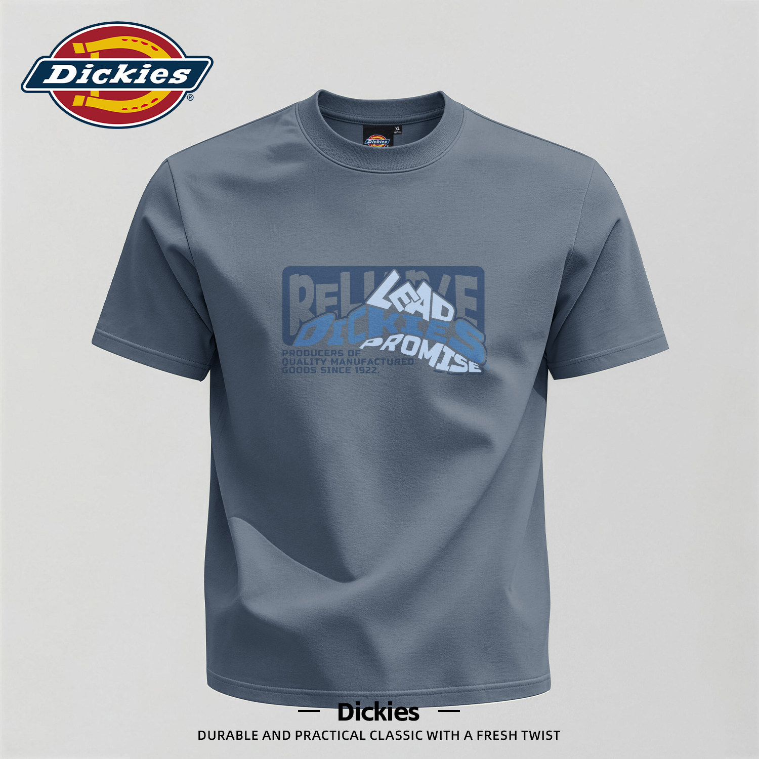 Dickies男士休闲百搭T恤圆领百搭潮牌印花上衣夏宽松透气纯棉短袖