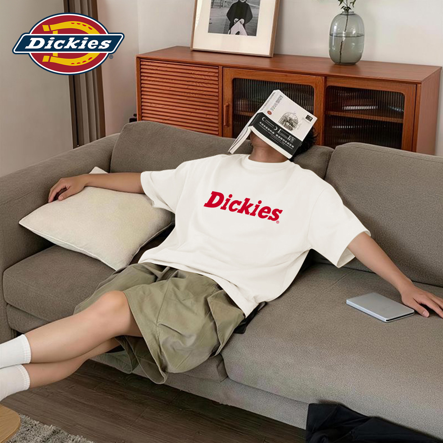Dickies纯棉短袖T恤男款2026夏季新款半袖上衣宽松大码白色体恤男