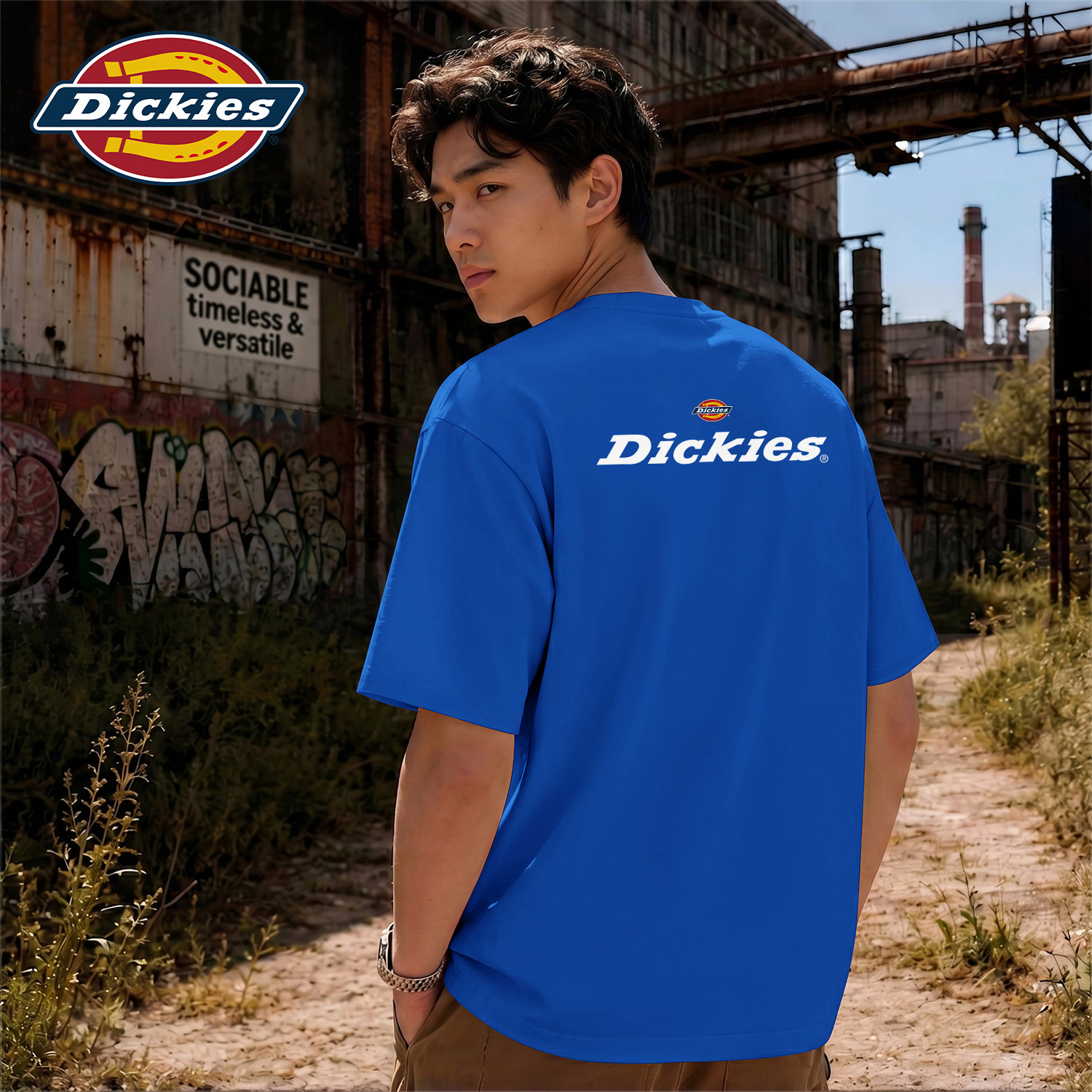 Dickies克莱因蓝短袖T恤男款夏季美式高街休闲夏装衣服男士半袖潮