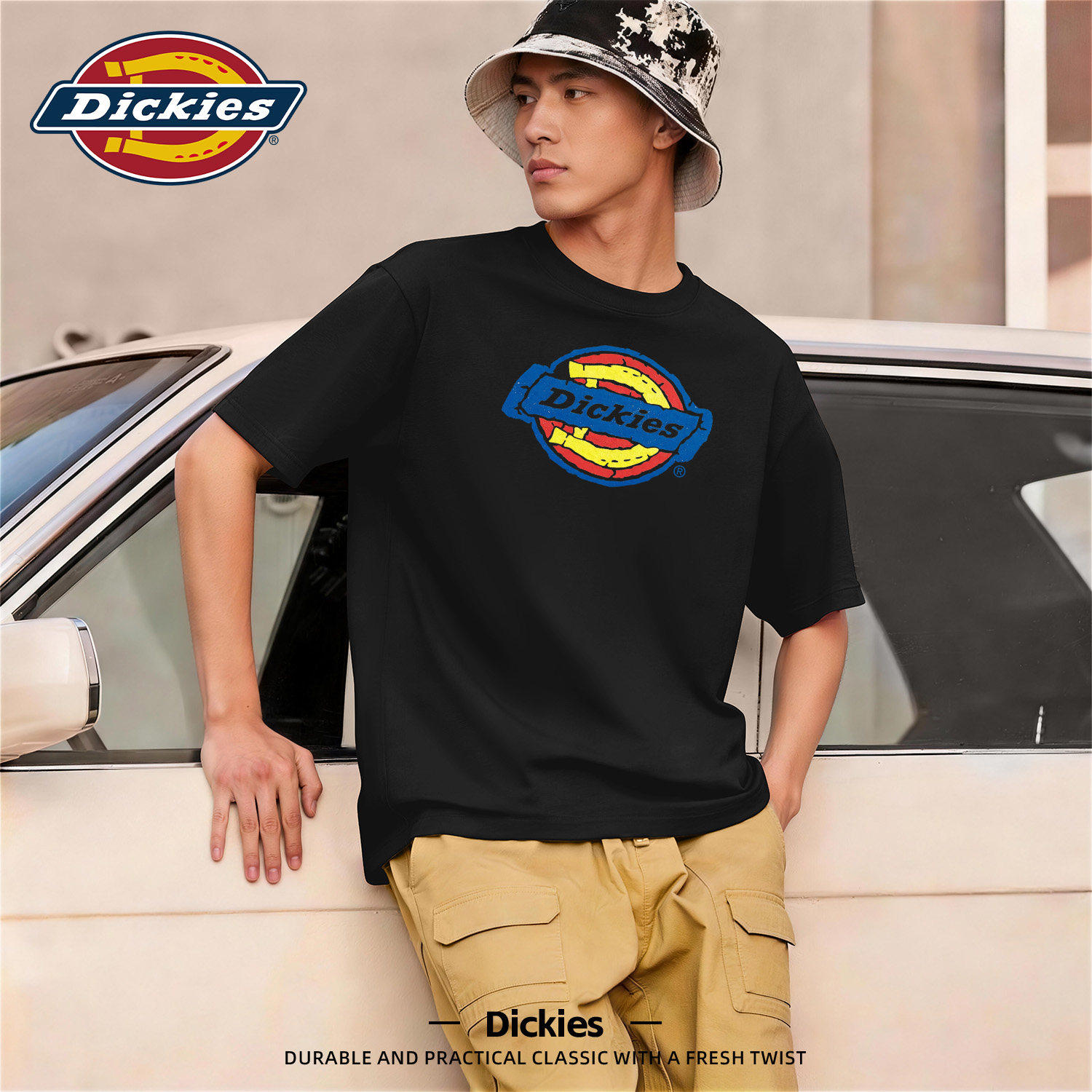 Dickies纯棉短袖T恤男生大码2026新款夏季青少年宽松印花上衣男款