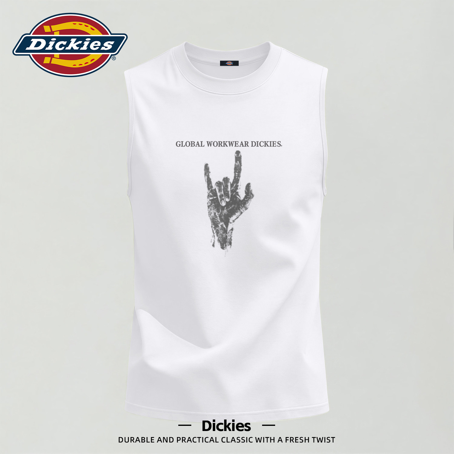 Dickies纯棉背心男2026新款夏宽松潮流印花圆领坎肩运动透气上衣