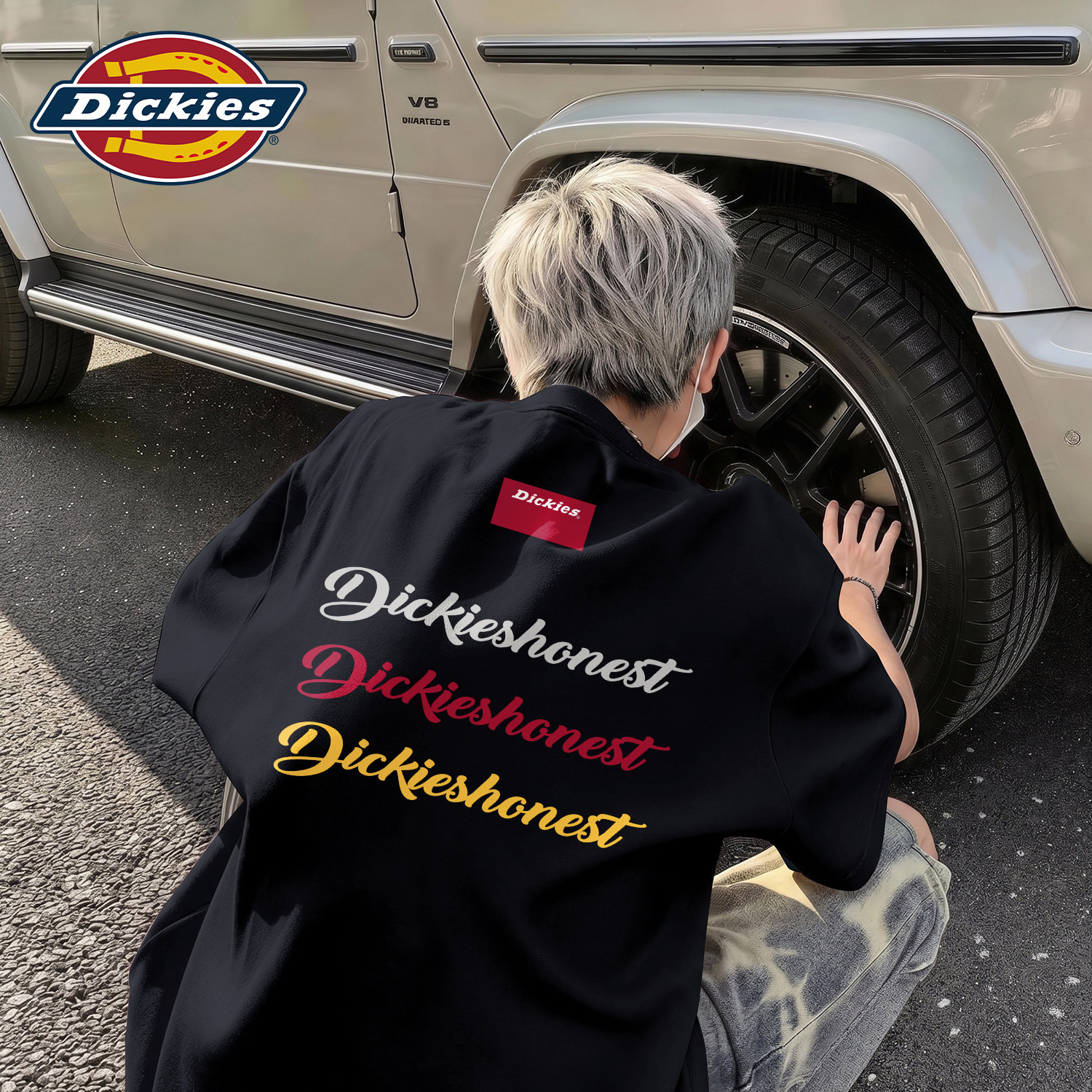 Dickies黑色纯棉T恤男款青少年美式重磅短袖2026新款潮流印花上衣