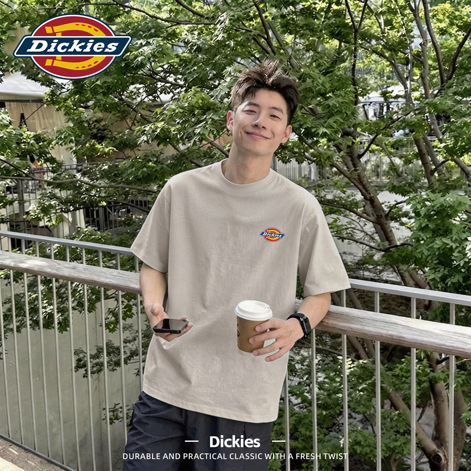 Dickies纯棉短袖T恤男夏季宽松圆领LOGO印花美式上衣正品男装半袖