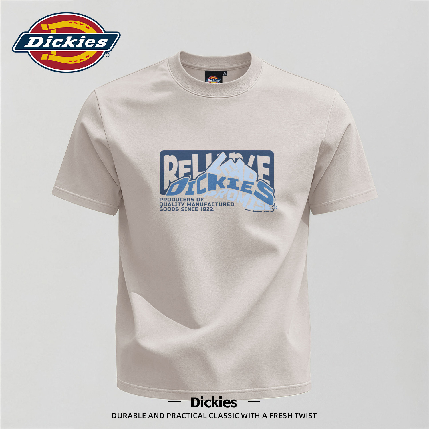 Dickies纯棉透气印花T恤男宽松圆领潮牌百搭上衣夏季休闲百搭短袖