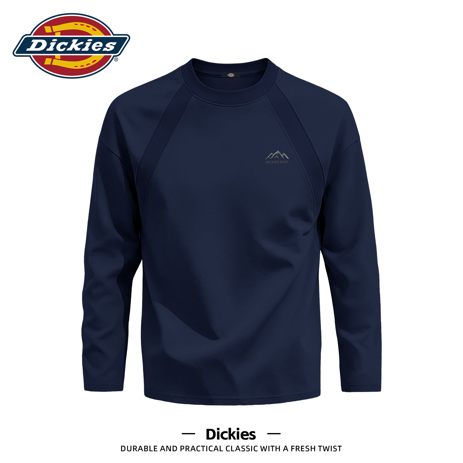 Dickies长袖T恤男款秋季2026新款插肩休闲上衣圆领套头衫男士秋装
