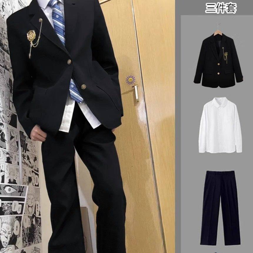 日系学院风西装男套装dk制服学生毕业班服校服成人礼服西服外套男