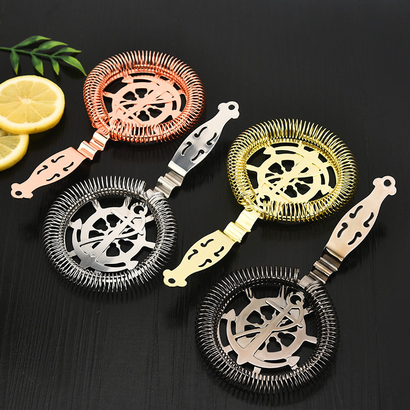 新款 304不锈钢调酒滤器冰船锚滤冰器鸡尾酒隔冰器过滤隔冰漏网器,餐饮具,滤冰器,淘宝优惠券,粉丝福利购,淘宝优惠卷