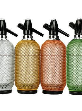 包邮 进口透明玻璃钢网1.5L苏打枪Soda Siphon自制苏打水瓶气弹机