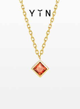 YIN隐「垠」系列红石榴石锁骨链18K金宝石项链送女友