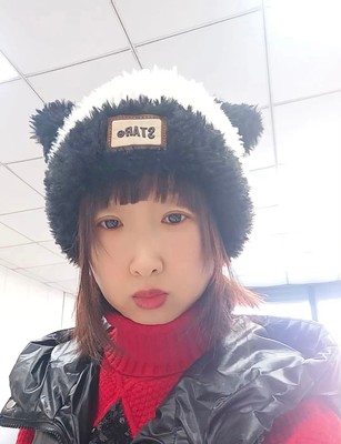 秋冬季新款帽子女护耳保暖加厚毛绒可爱小熊百搭显脸小日系针织帽