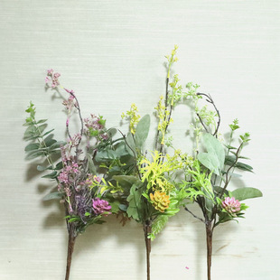 饰品仿真花人造花摆件花艺手捧花束软装 金钱枝假花绿植物婚庆装 饰