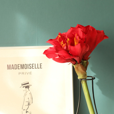 仿真花朱顶红花富贵花居家摆件花艺人造花束大枝插花鸿运当头饰品