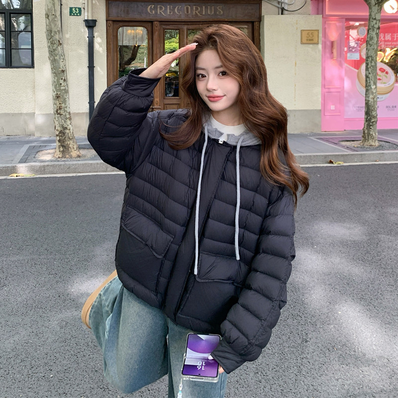 【新款】针织连帽大口袋排骨羽绒服0993-p249-k448，女装羽绒服，浙宝079