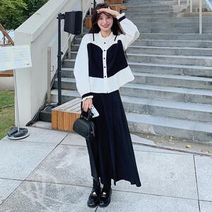 【现货】法式复古假两件木耳边衬衫半身裙两件套 1105-p150-k228图片