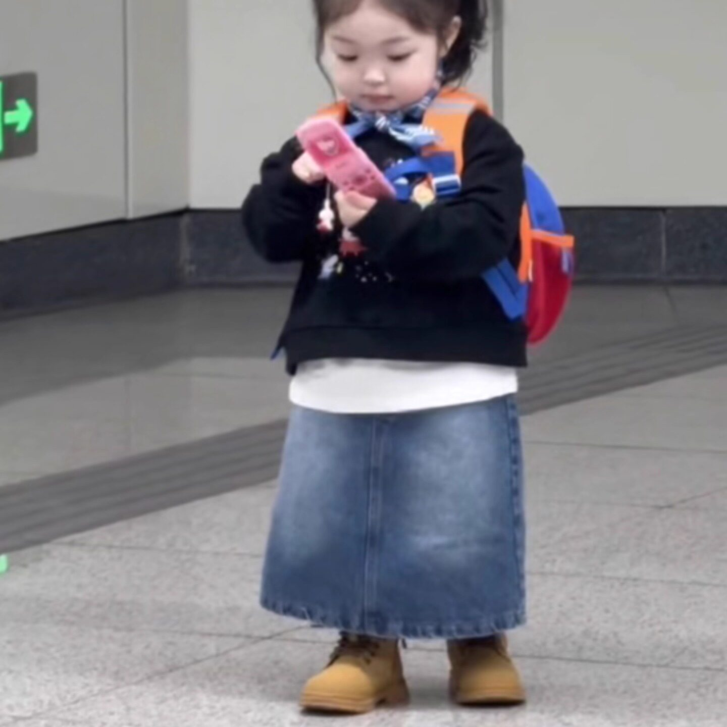 女孩半身裙中长裙大童女童牛仔裙儿童半身裙长款学生版小孩牛仔裙