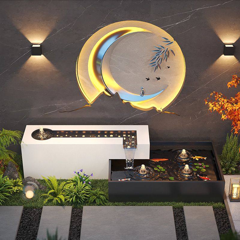 不锈钢流水背景墙庭院酒店屏风隔断瀑布景观墙别墅园林户外水幕墙,家居饰品,户外/庭院摆件,淘宝优惠券,粉丝福利购,淘宝优惠卷