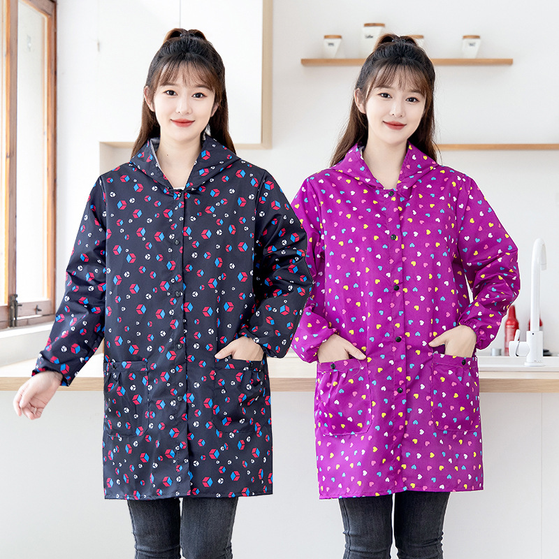 正穿纽扣长袖围裙罩衣大人家用厨