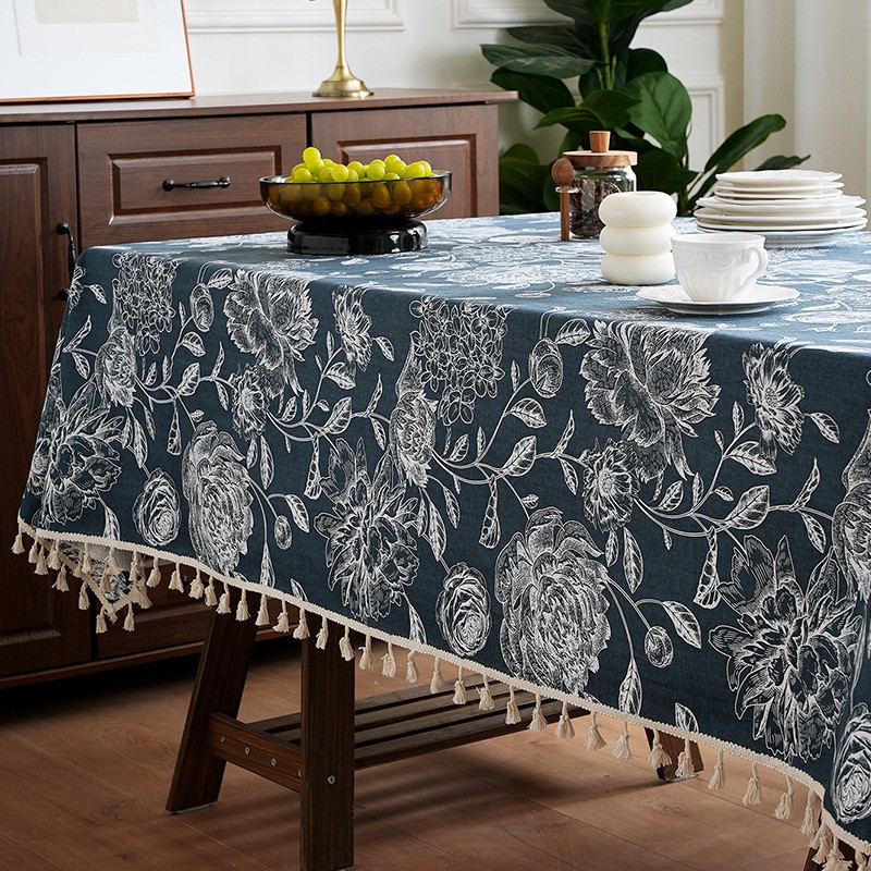 法式复古花朵桌布田园风书桌茶几盖布餐桌布橙色氛围感摆摊台布