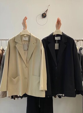 SELF复古简约单排扣外套2025秋装新款韩版时尚后背系扣西装A8053
