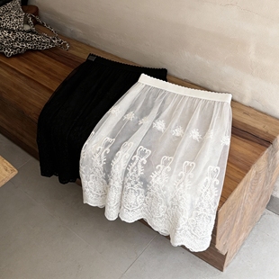 旗袍防走光打底裙内搭屁帘蕾丝花边半身裙卫衣叠穿百搭镂空屁帘裙