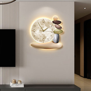 石来运转钟表挂钟客厅创意新款电视背景墙装饰家用静音时钟挂墙表