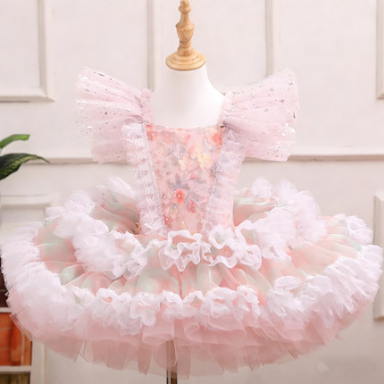 六一儿童芭蕾舞蹈服女童可爱亮片蛋糕蓬蓬纱裙演出服公主风表演服