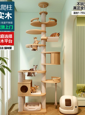 全实木猫爬架通天柱猫树一体高层大型猫爬架加大太空舱顶天猫树