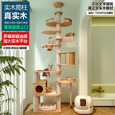 全实木猫爬架通天柱猫树一体高层大型猫爬架加大太空舱顶天猫树