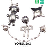 配饰鞋 饰DIY鞋 花 装 扣金属质感立体耳机兔子 适配Crocs鞋 洞洞鞋