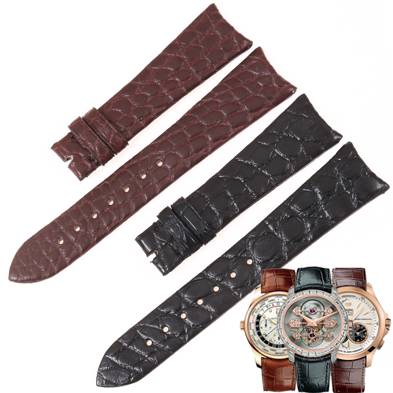 美洲鳄鱼皮表带圆纹表带适用芝柏/GP 1966/猫眼系列男鳄鱼皮表带