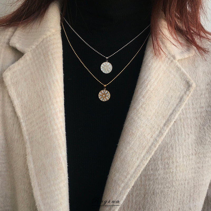 regina复古创意天然贝毛衣链贝壳